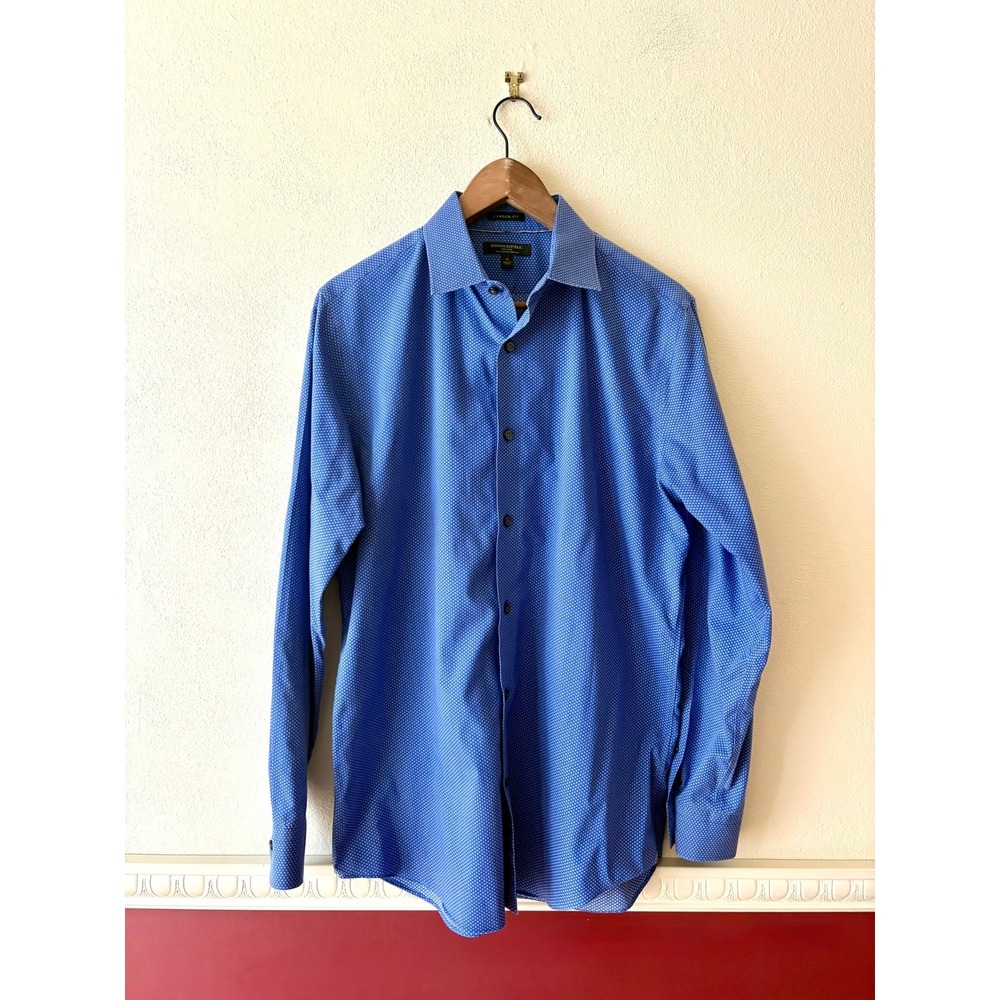 Banana Republic Camden Fit Blue Mini Floral Non-Iron 100% Cotton Dress Shirt M‎